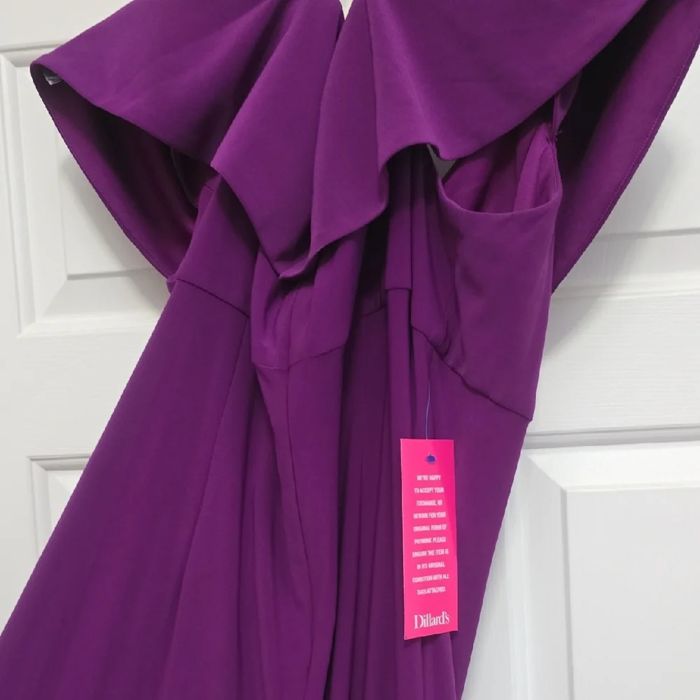 Purple Draped Dress with Embellishment - Picture 5 of 6